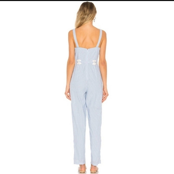 House of Harlow x Revolve White and Blue Devi Stripe Jumpsuit Small - Picture 3 of 14